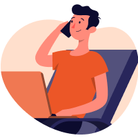 Consultant on a phone call at a laptop