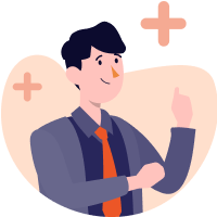 Business owner pointing upwards