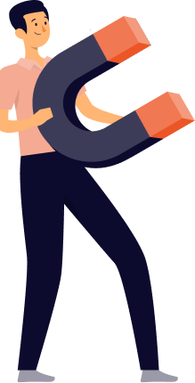 Man attracting leads with a magnet