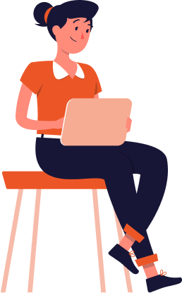 Woman sitting with a laptop